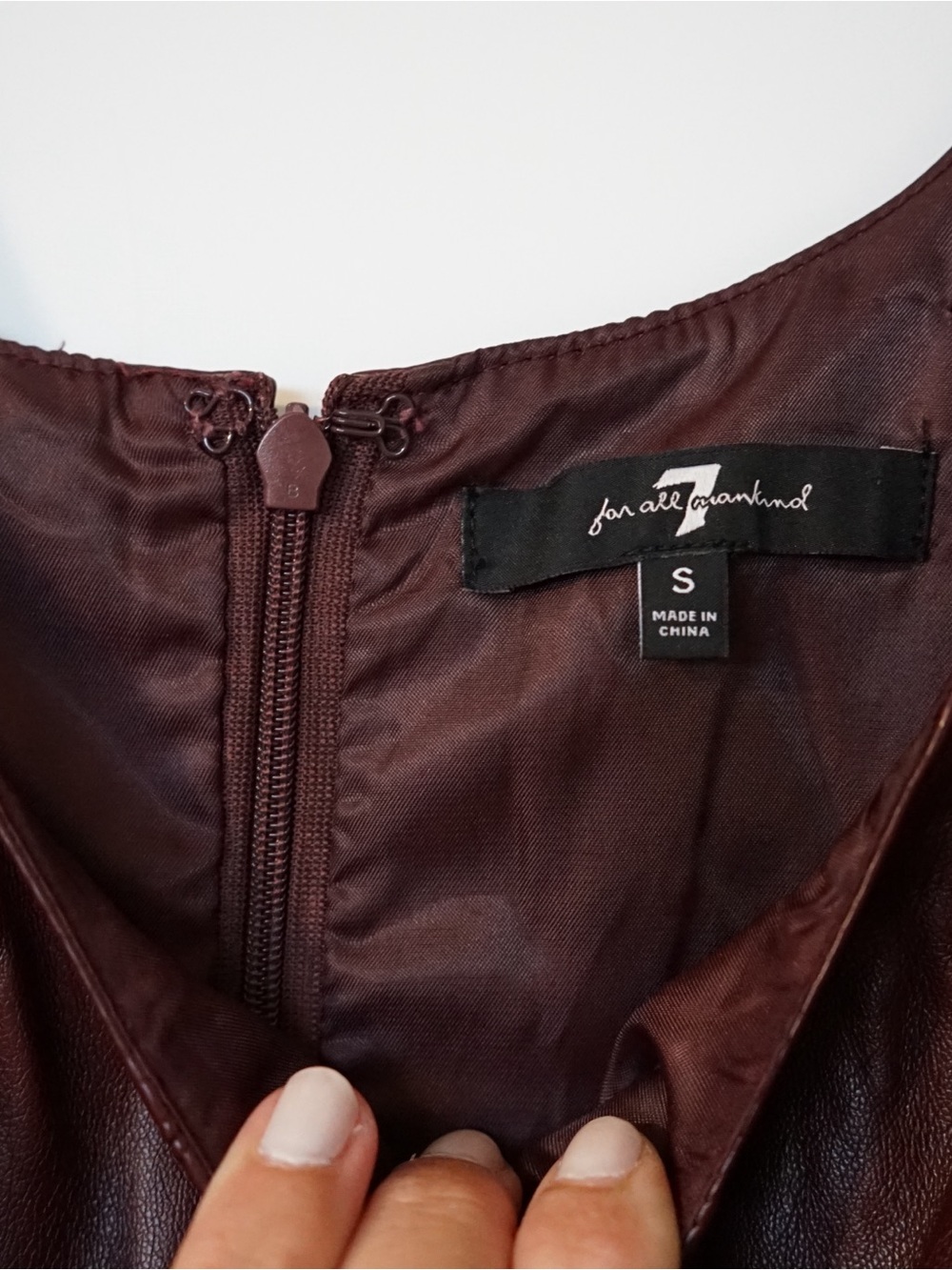 7 For All Mankind Brown Leather Midi Dress - Picture 6 of 7
